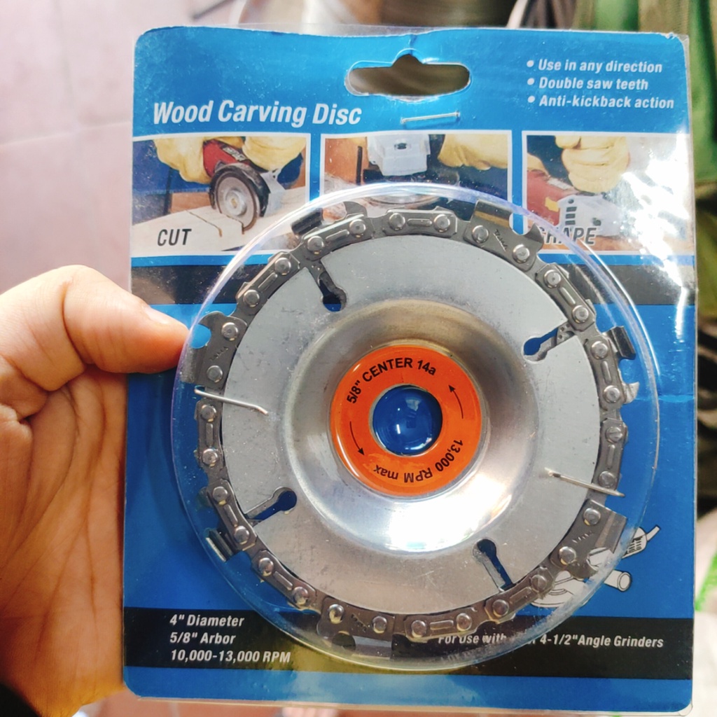 Đĩa cưa xích, lưỡi cưa xích cắt gỗ, phay phá gỗ đa năng gắn máy mài 4 inch, 7 răng/22 răng
