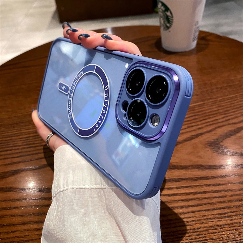 Ốp Điện Thoại Cứng Trong Suốt Từ Tính Có Túi Khí Chống Sốc/Rơi Cho iPhone 12 13 Pro Max ip11