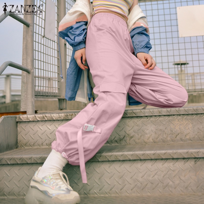 Quần dài ống rộng Zanzea lưng thun co giãn phong cách hàn quốc thời trang cho nữ