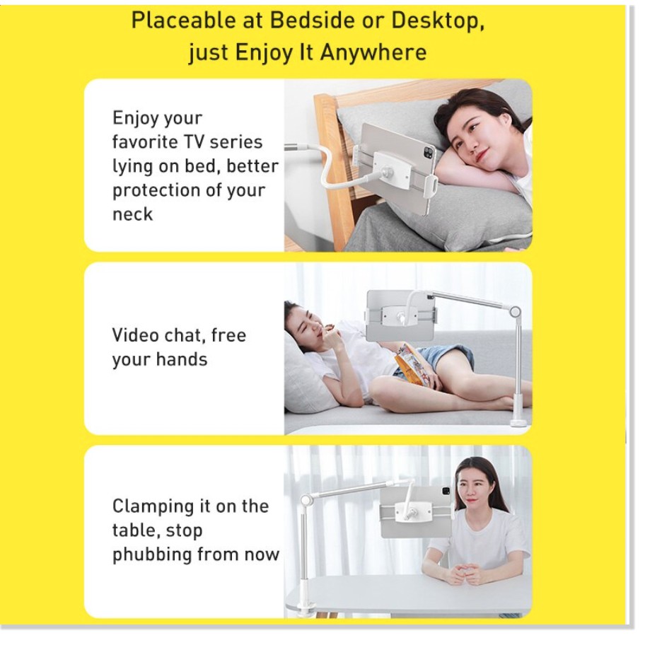 Giá Đỡ Điện Thoại Kẹp Để Giường Baseus Tay Cầm Dài Linh Hoạt Dễ Dàng Sử Dụng - TopLink