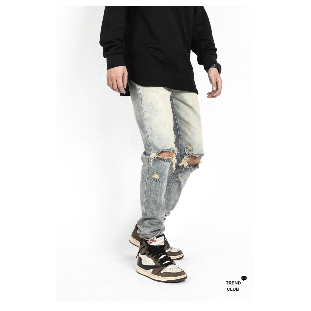 ⚡️[CHỈ 1 NGÀY] - Quần jeans nam rách gối skinny blue, quần bò nam rách gối | BigBuy360 - bigbuy360.vn