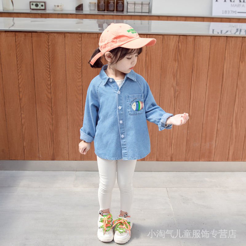 Áo Khoác Denim Tay Dài Thời Trang Mùa Thu Cho Bé Gái