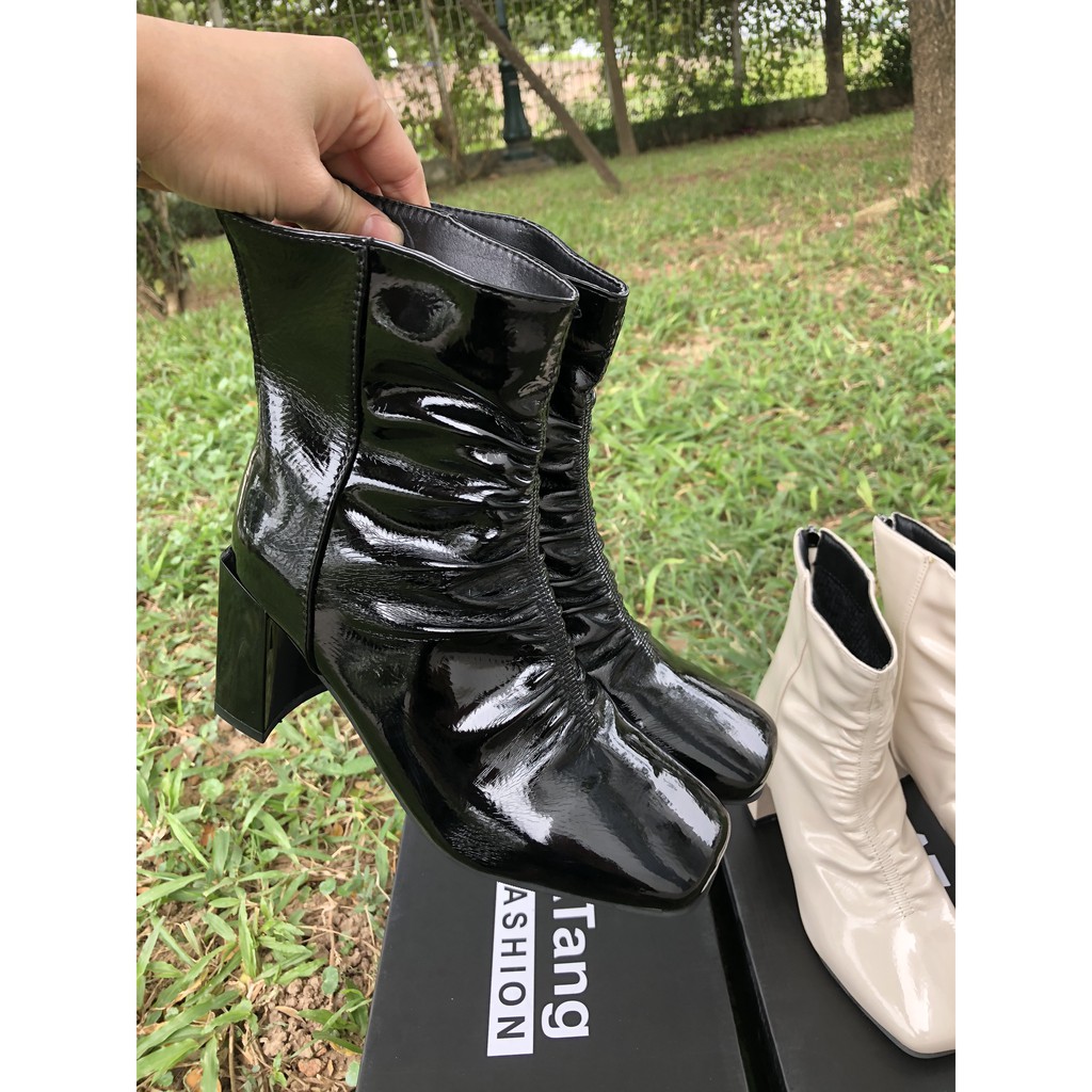  Boot Nữ Nhún Chun Trước Phối Khóa Sau , Boot Nữ chất Da Bóng cao 8 Phân ( Full Box F12 ) | BigBuy360 - bigbuy360.vn