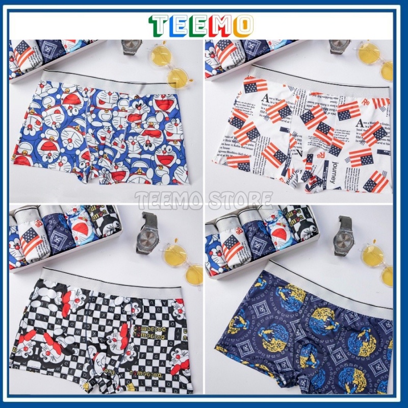 Quần sịp nam in hình, Quần lót nam thun lạnh in hình Doraemon, Shine bút chì hoạt hình co dãn 4 chiều | Teemo