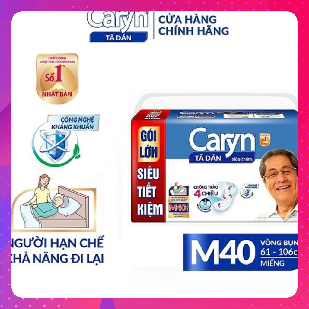 Tã Dán Người Lớn Caryn Siêu Thấm Size M - 40 Miếng Gói Siêu Tiết Kiệm,bĩm dán caryn người già vòng bụng 61-106cm