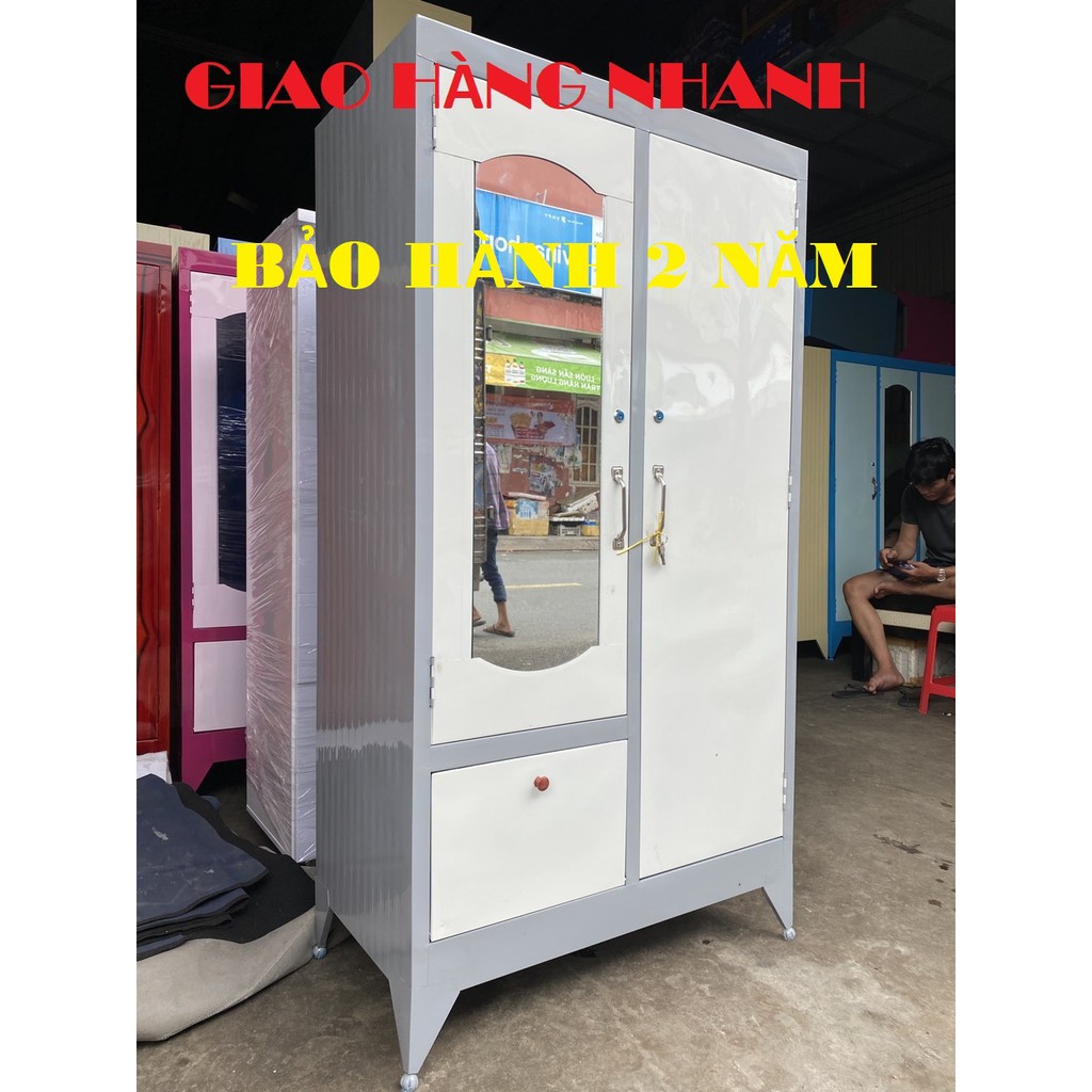 Tủ sắt áo quần 2 buồng giá sinh viên - tủ mới 100%