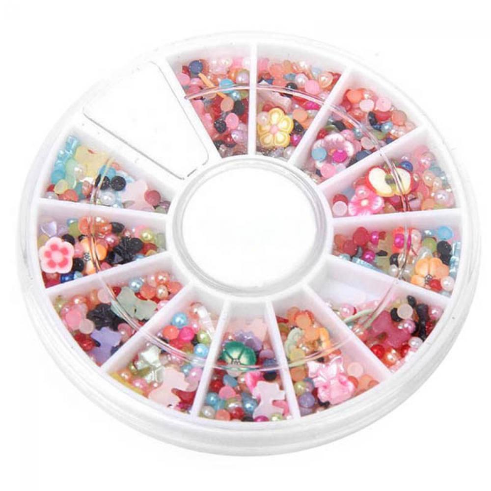 Set 1200 Hạt Cườm Hình Bánh Xe Dùng Trang Trí Móng Nghệ Thuật DIY