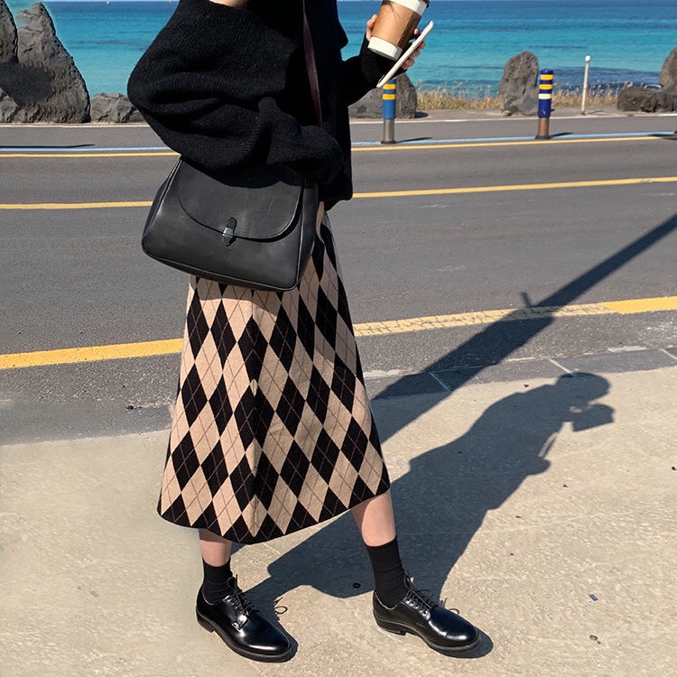 Chân Váy Len Dài Lưng Cao Thời Trang Thu Đông Hàn Quốc 2023 Cho Nữ