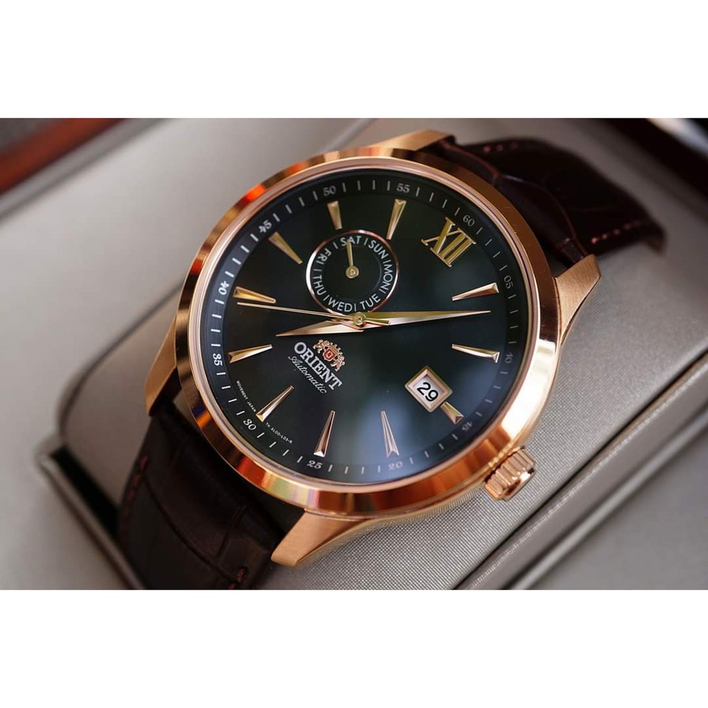 Đồng hồ nam Orient Day Date Black Rose Gold - FAL00004B0 - Máy Automatic cơ