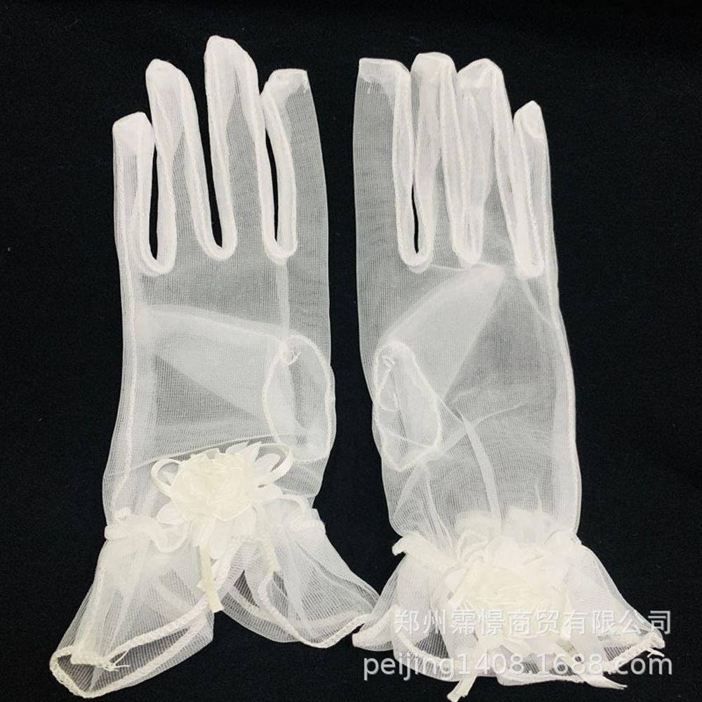 Găng Tay Ren Rỗng Toàn Diện Đính Nơ Cho Đám Cưới