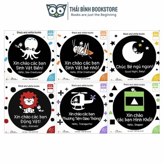 Sách - ehon kích thích thị giác - song ngữ - black and white books - combo bộ 6 quyển