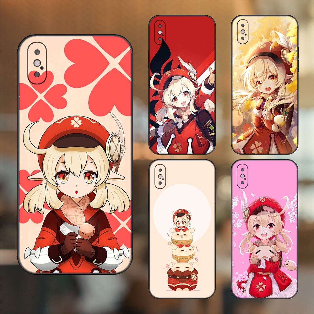 Ốp lưng iPhone X, Xs dẻo đen cạnh vuông in hình Klee Genshin Impact