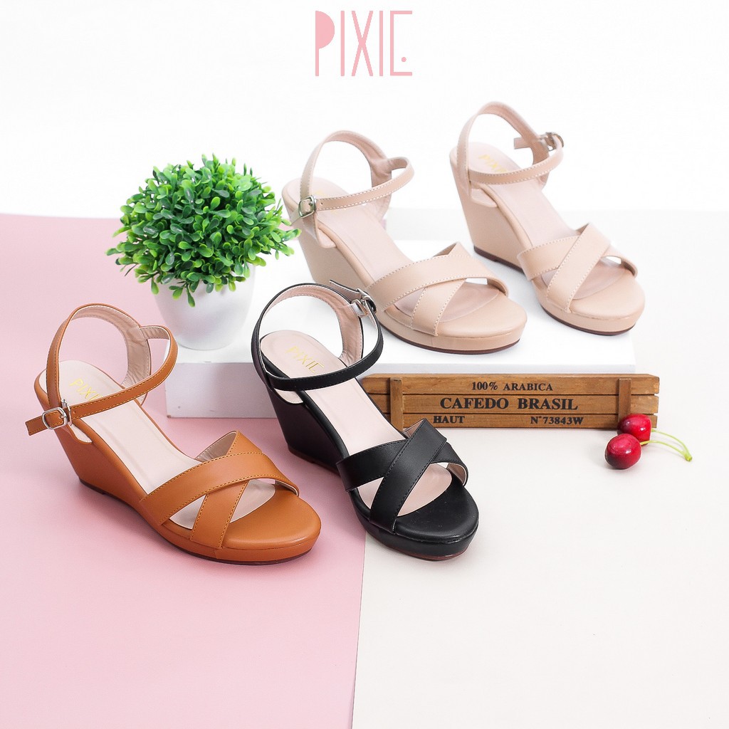 [Form Nhỏ] Giày Sandal Đế Xuồng Quai Chéo 7cm Pixie P207