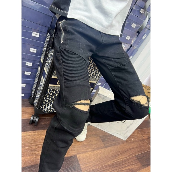 Quần Jean Dài Nam Màu Đen Khoá 2 Bên Phong Cách Thời Trang Cao Cấp
