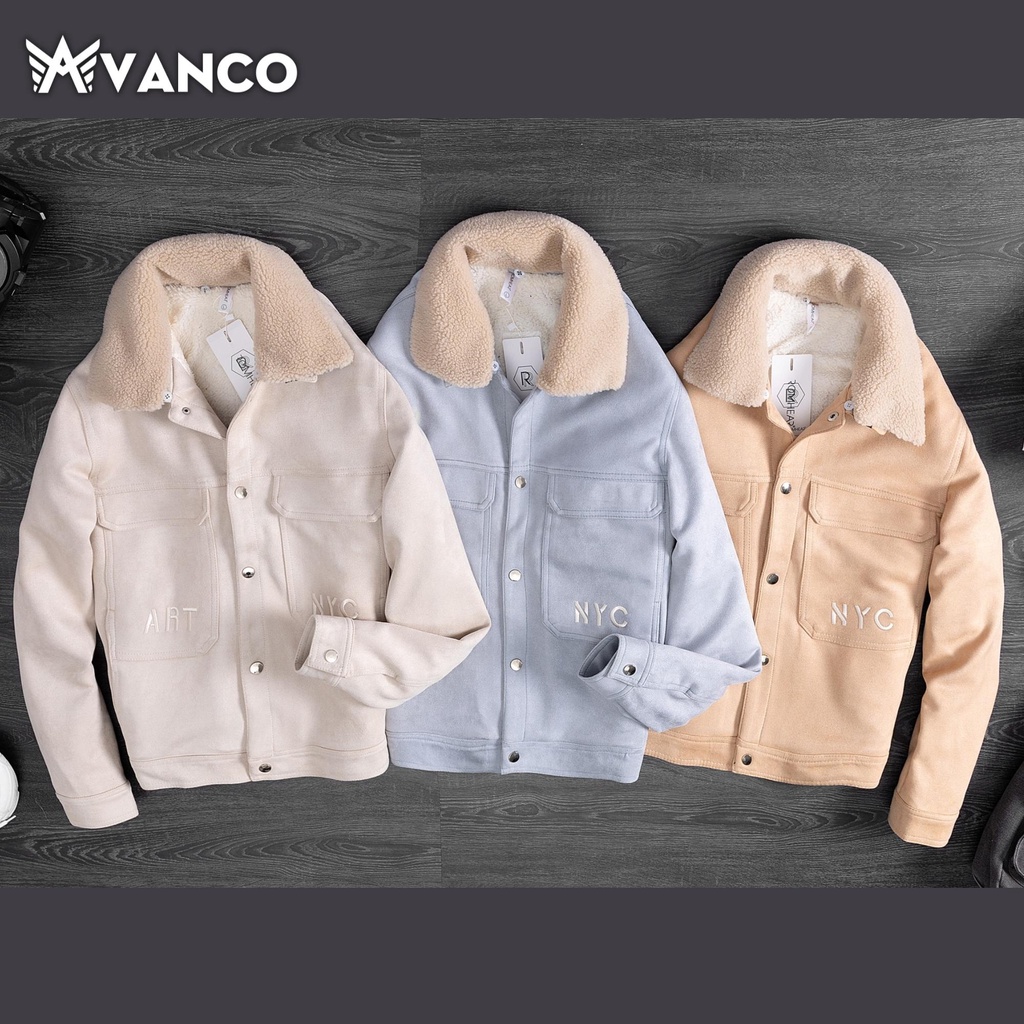 Áo khoác nam da lộn đẹp lót lông có cổ lông tháo rời, jacket Romhear cao cấp mùa đông AVANCO ARH4