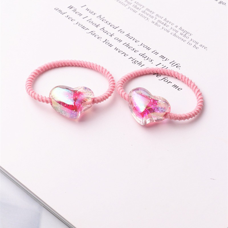 Set 2 Dây Cột Tóc Co Giãn Hình Trái Tim Dễ Thương Cho Bé Gái