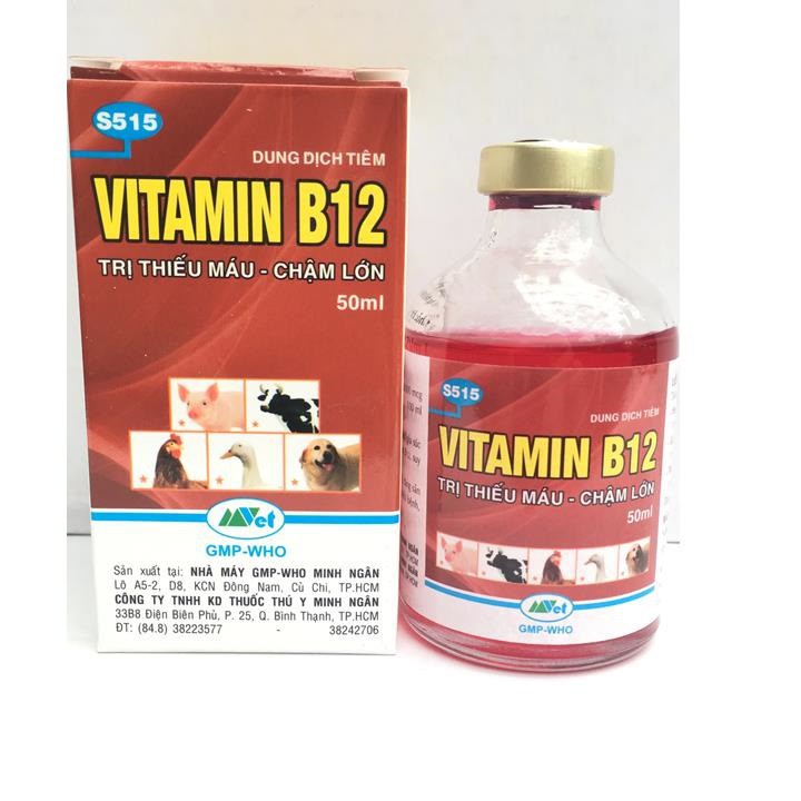 [SIEURE] Vitamin B12 trị bệnh thiếu máu cho động vật, giải độc cho cây chai 50ml hàng đẹp, phân phối chuyên nghiệp.