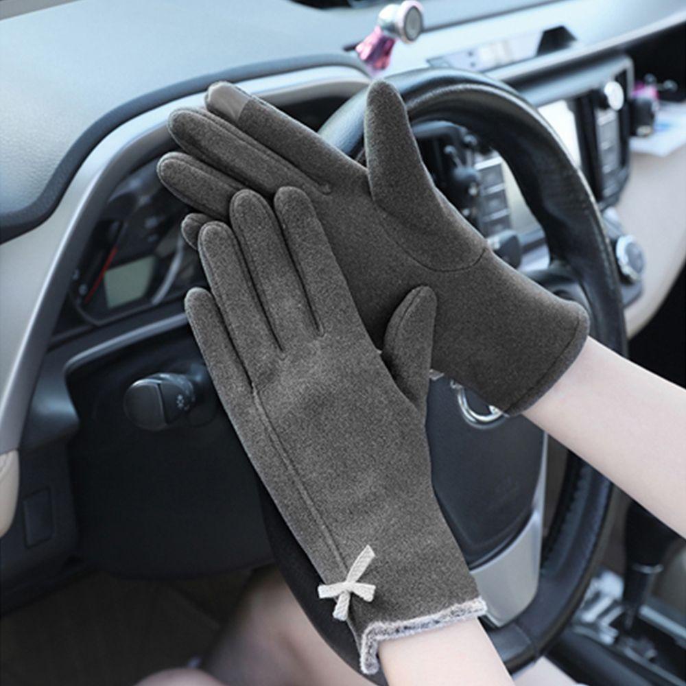 Găng Tay Da Nhung Đức Chống Gió Thắt Nơ Chạm Màn Hình Cảm Ứng Thời Trang Bảo Vệ Tay Quà Tặng