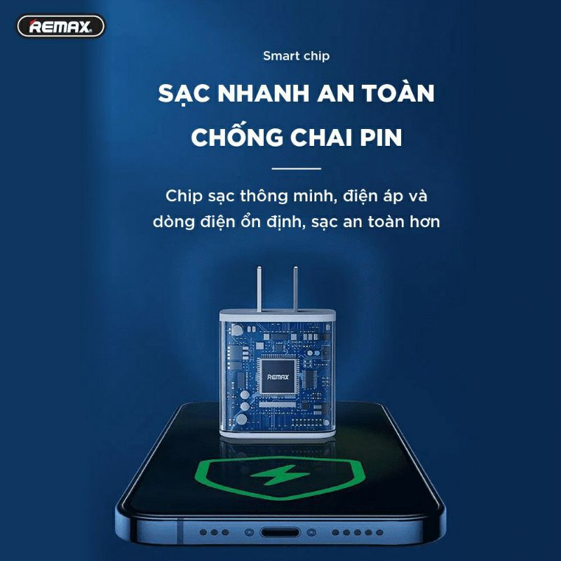 Củ sạc nhanh 20W remax RP-U88 2 cổng Type C và USB , chíp sạc thông minh sạc nhanh an toàn - Bảo hành 12 tháng