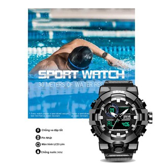 Đồng Hồ Nam SBAO JAPAN S8018 Sports - 2 Máy Kim và Điện Tử Mạnh Mẽ Dây Silicone Bền Chắc