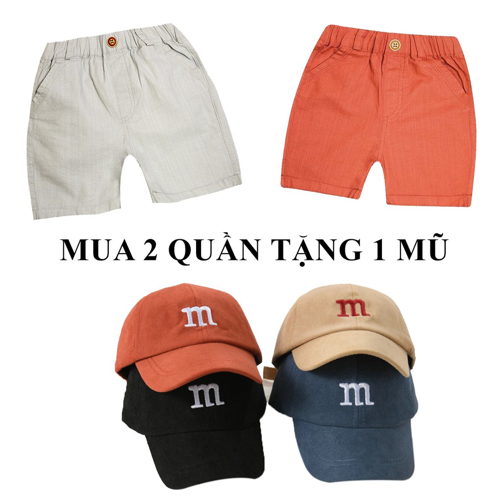 (Khuyến mãi HOT) Mua 2 quần short đũi tặng 1 mũ chữ m VEMZKIDS