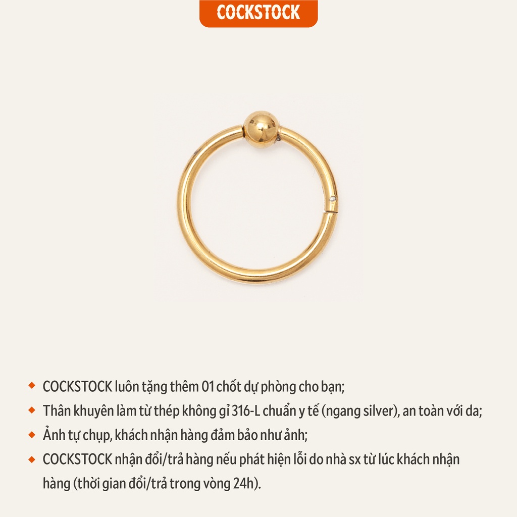 Khuyên tai vòng Beadring Gold CockStock