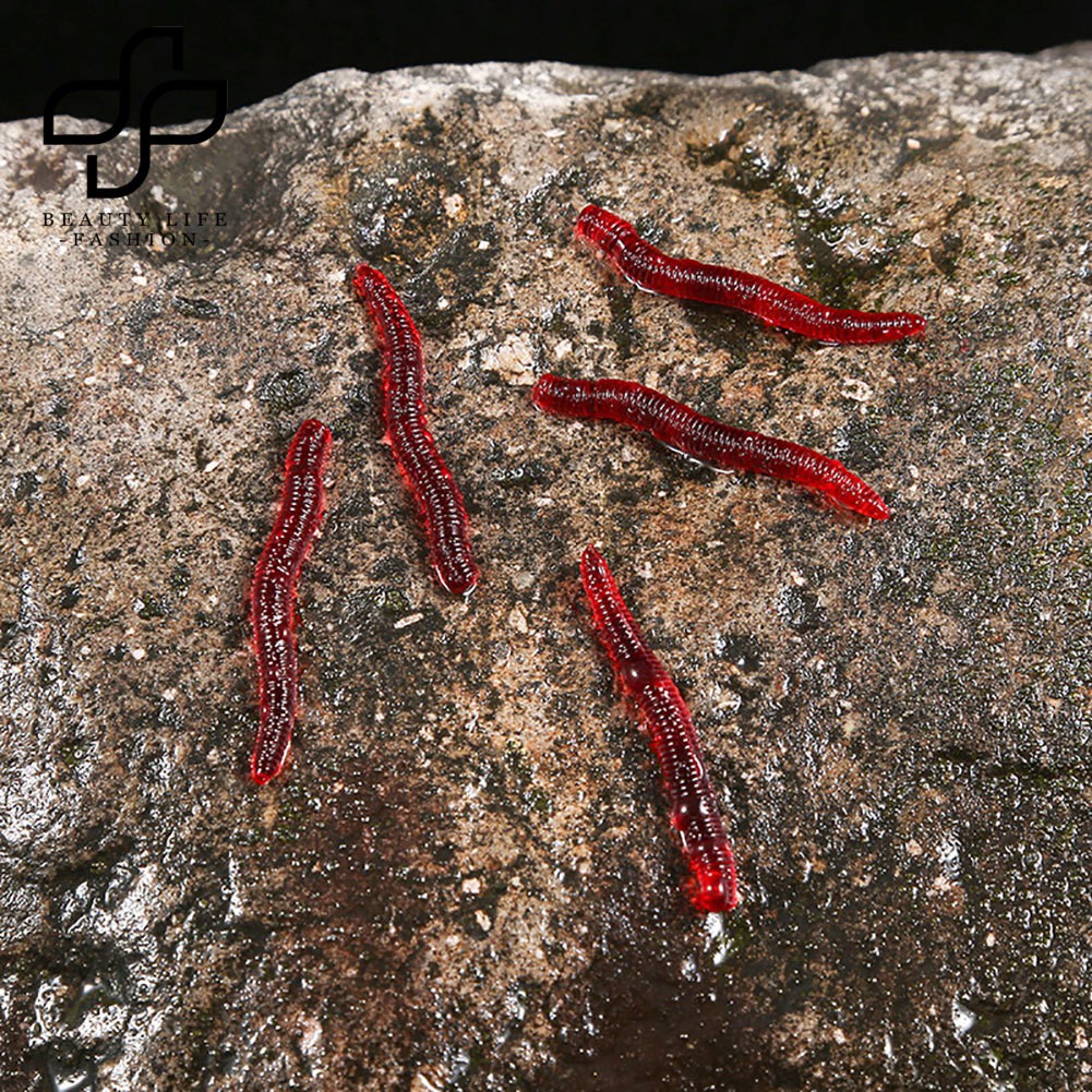 Bộ 50 Mồi Câu Cá Hình Giun Đỏ Nhân Tạo