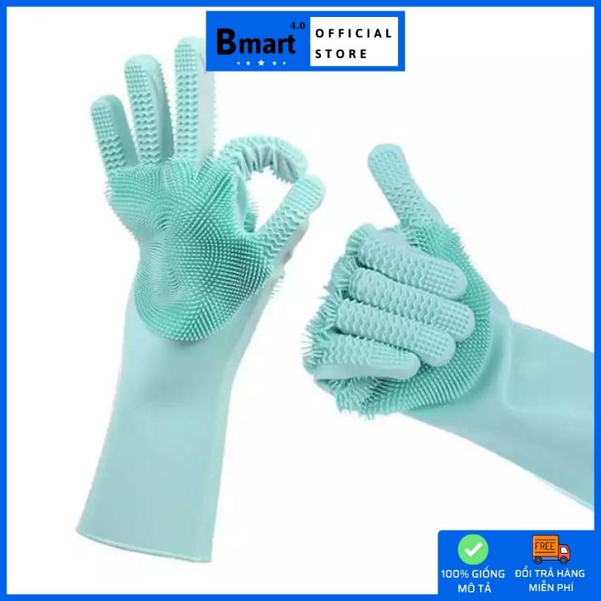 Găng tay Đa Năng Silicon có gai  01 đôi găng tay cao su lau chùi vệ sinh đa năng tiện lợi - Bmart4.0