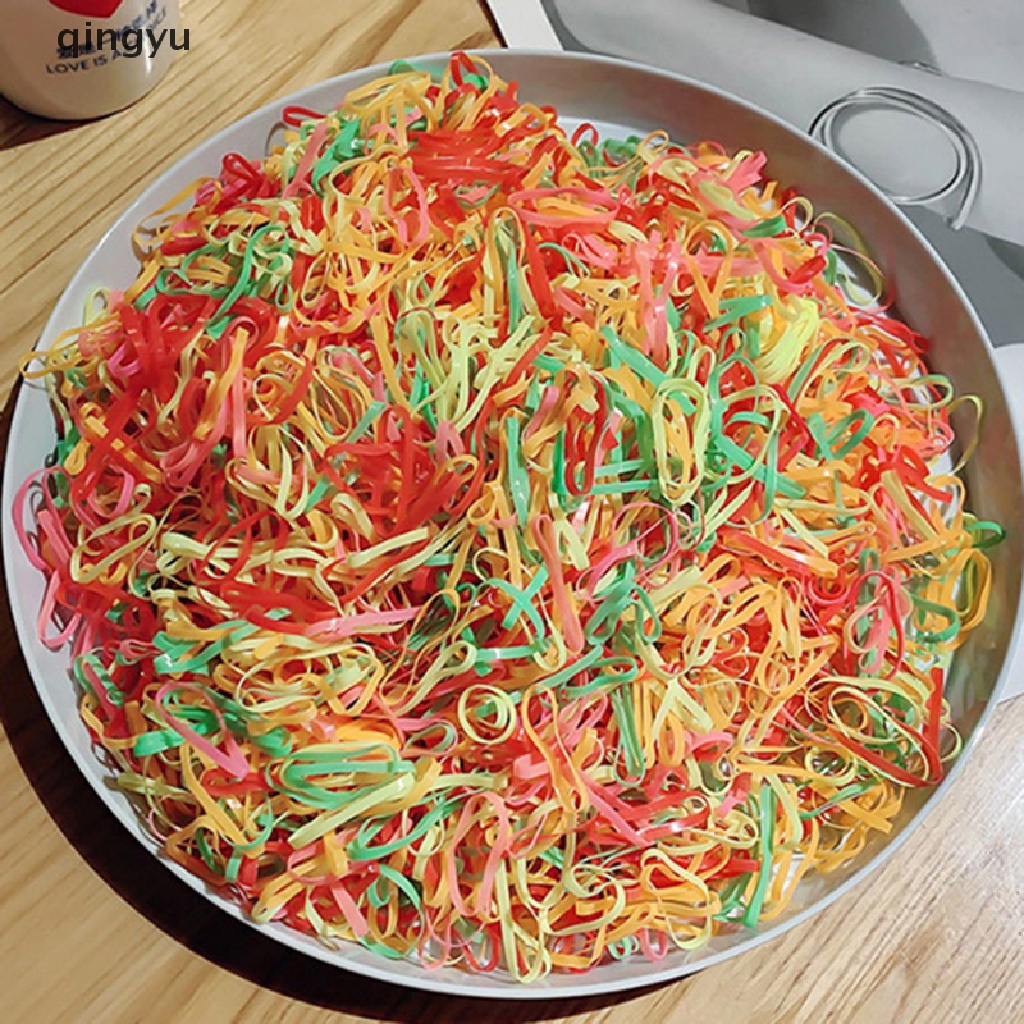 qingyu 1000PCS Disposable Rubber Bands Elastic Hair Ties Rings Band Kids Girl Ponytails PLI
