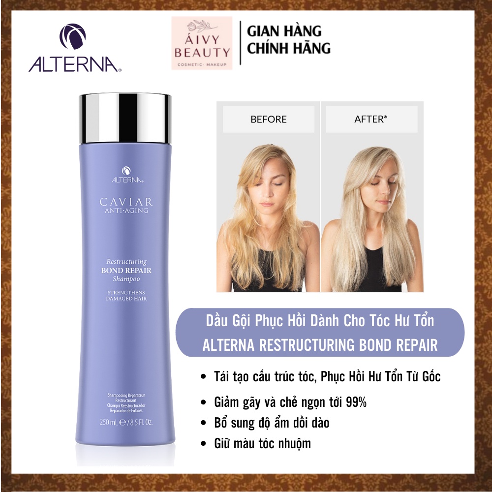 Dầu Gội Tái Tạo Phục Hồi Dành Cho Tóc Hư Tổn ALTERNA Caviar Retructuring Bond Repair Shampoo- 250ml