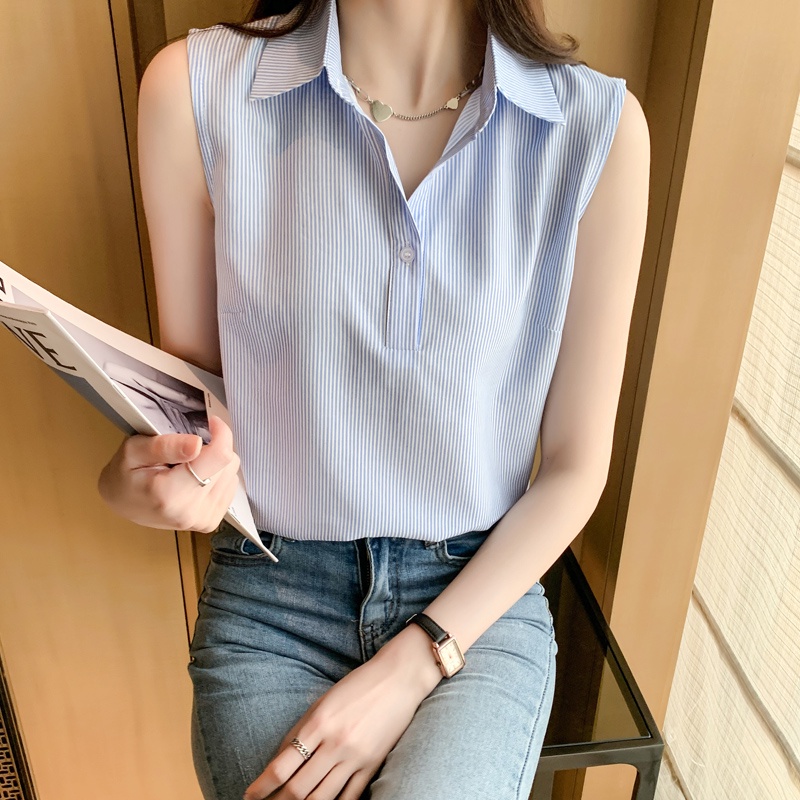 Áo Sơ Mi Sát Nách Họa Tiết Sọc Ngang Thời Trang Dành Cho Nữ