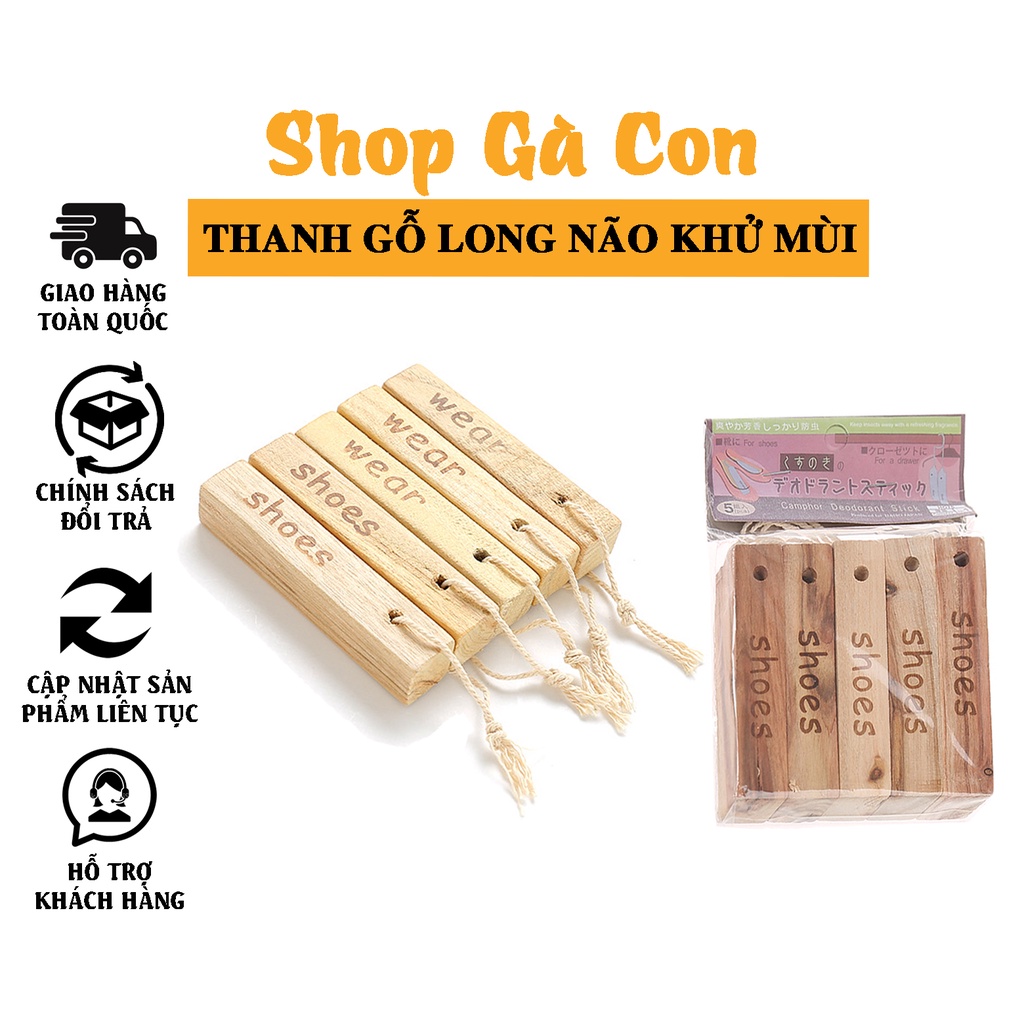 SET 5 thanh gỗ long não khử mùi tủ quần áo giày dép cho gia đình