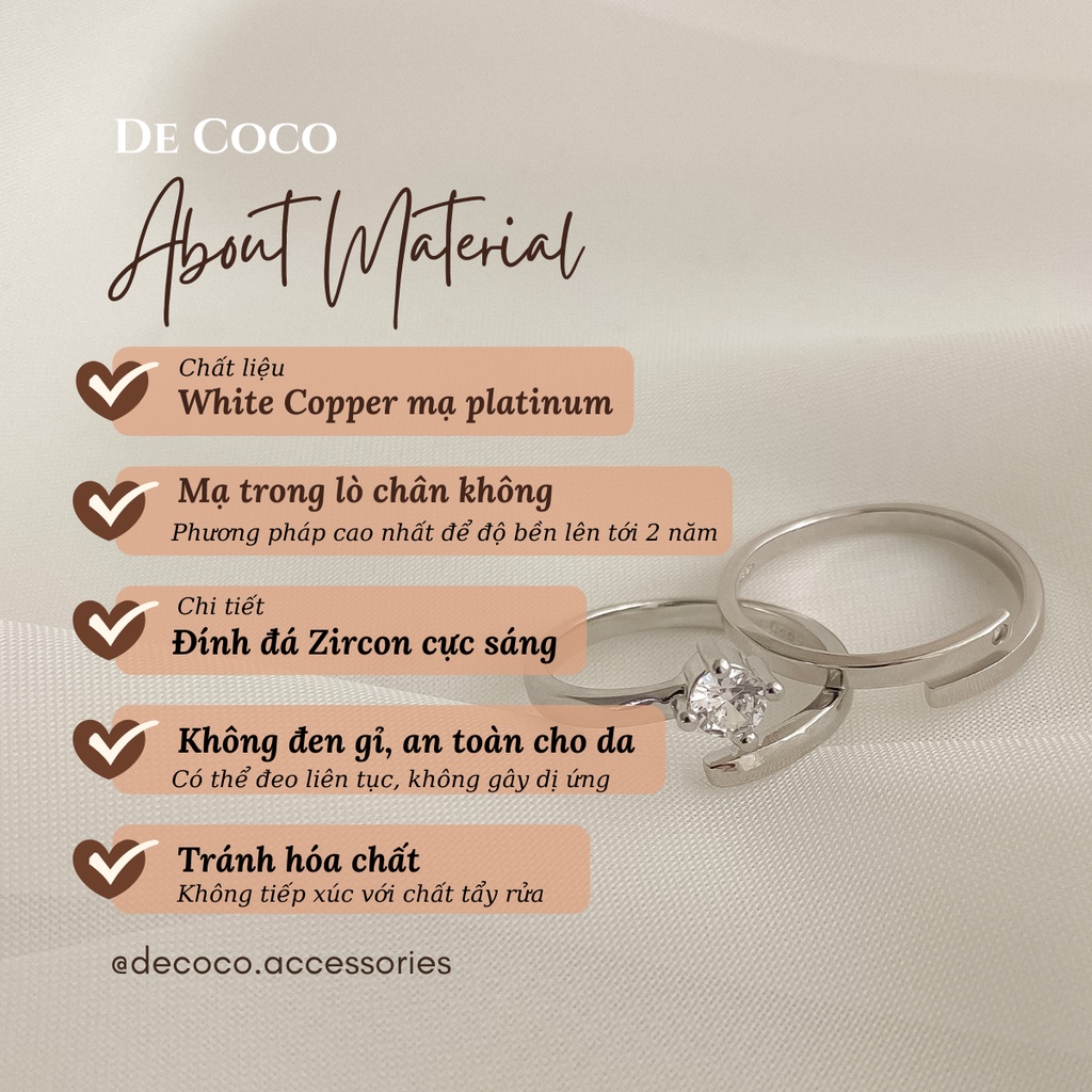 Nhẫn bạc mạ vàng Space decoco.accessories