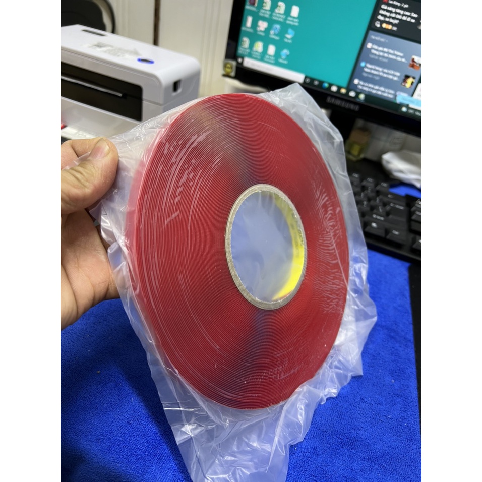 Keo 3M trong 2 mặt siêu dính cuộn 30 mét bản 1cm