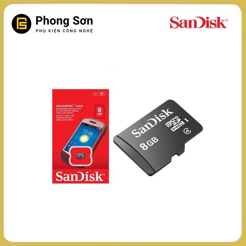 Thẻ nhớ Micro SDHC 8GB Class4 Sandisk ( Không Adapter)