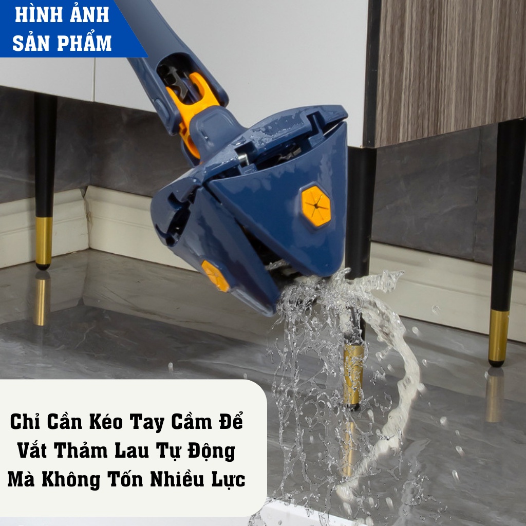 [TẶNG MIẾNG LAU] Chổi lau nhà tự vắt thông minh cây lau sàn nhà 360 độ đa năng cán dài bằng thép không gỉ DUNSU