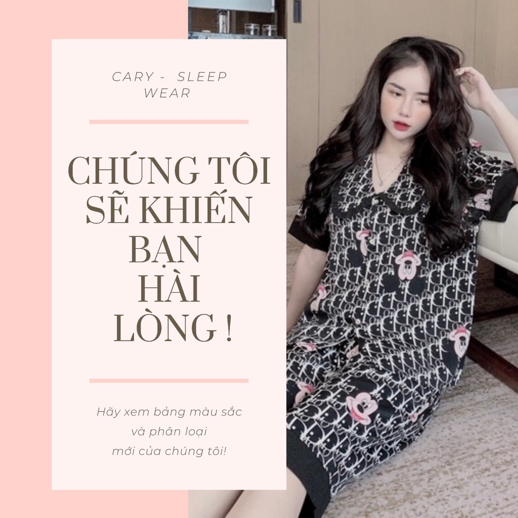 Bộ ngủ pijama cộc tay quần lửng mặc nhà họa tiết hoạt hình dễ thương CARY