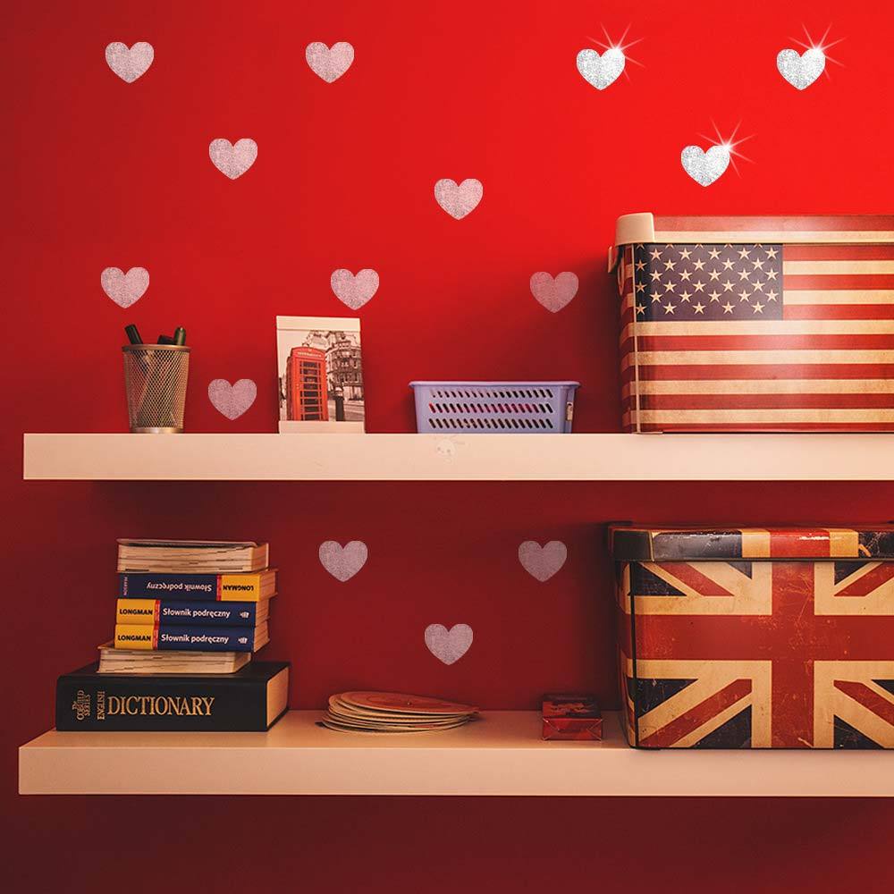 Set 45 Miếng Dán Tường Trang Trí Hình Trái Tim Xinh Xắn