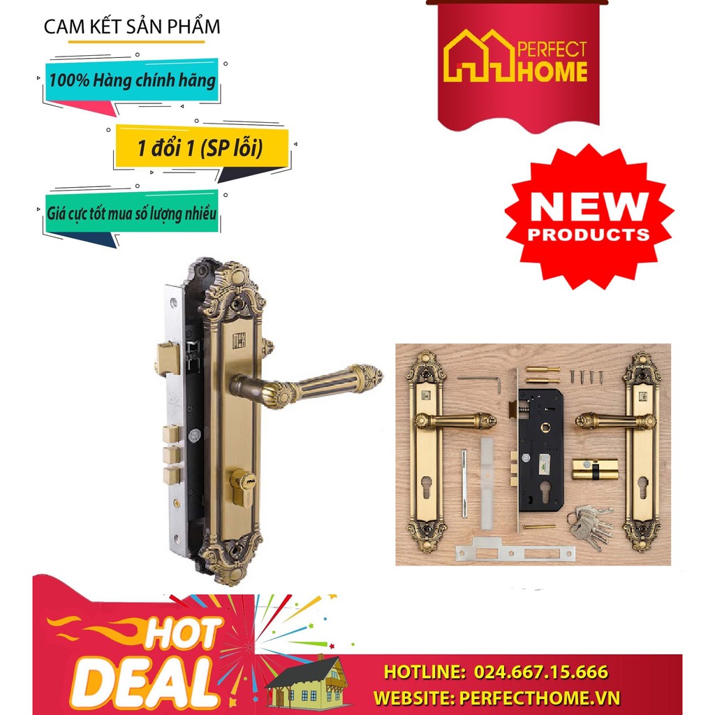 ⚡️Sale sốc⚡️ { Hàng chính_hãng}Khóa tay nắm Huy Hoàng TNHCR8526D-SS. TN HC - 8526 đại, thân inox ổ thường