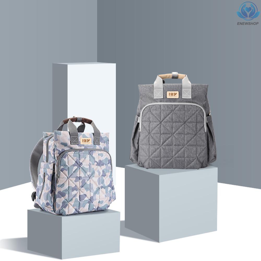 ♥♥enew~Baby Diaper Bag Backpack Multi-function Water-proof Large Capacity Nappy Tote Bags With Stroller Strap Insulated Bottle Pockets Unisex Fashion for Mom &amp; Dad Grey