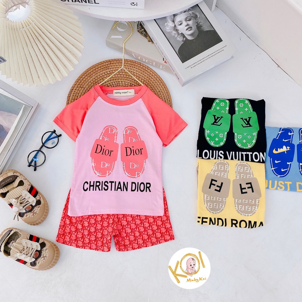 Bộ Cộc Tay Cho Bé Trai, Bé Gái Minky Mom In Hình Chiếc Dép Hot Hit Cho Bé - Chất Thun Lạnh Mềm Mịn BCDEP1