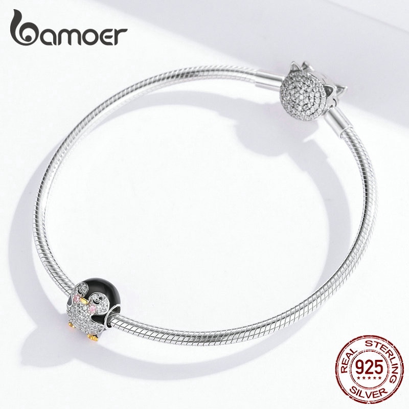 bamoer Hạt charm hình chim cánh cụt đáng yêu