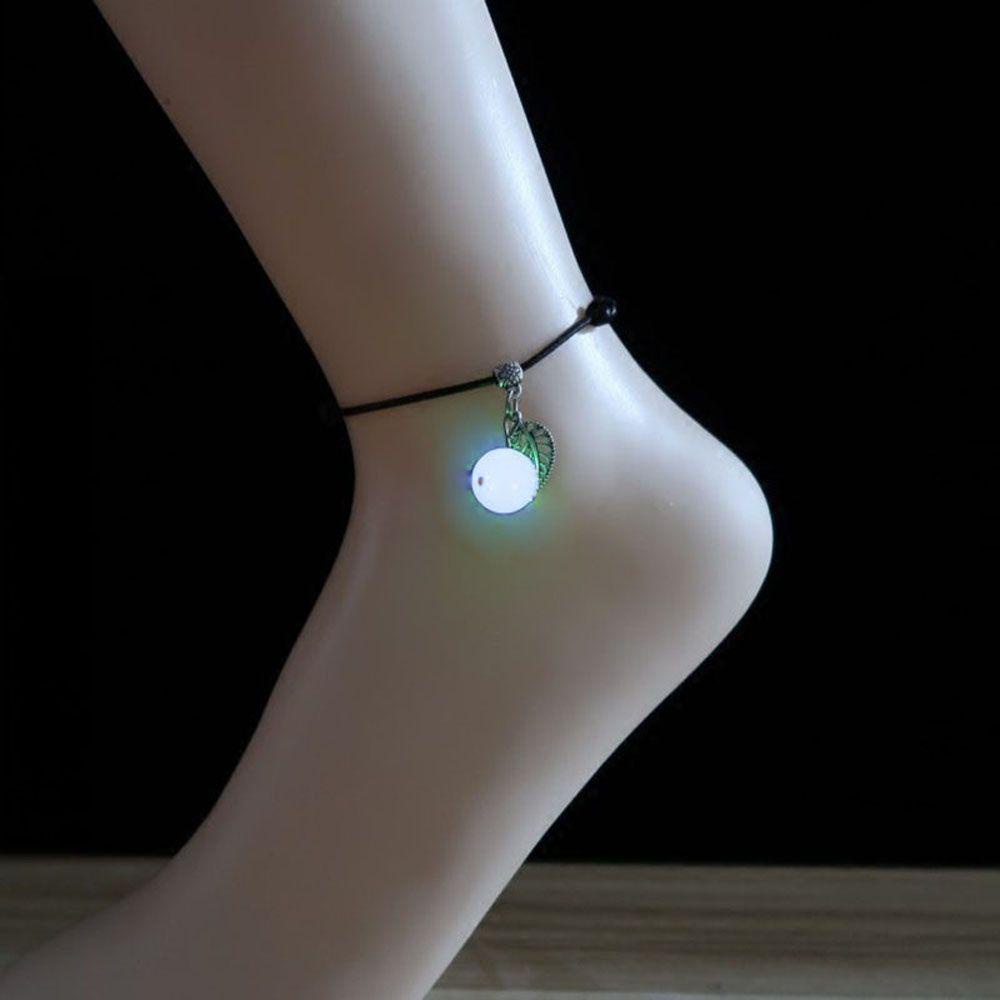 EXPEN Lắc Chân Dây Thừng Màu Đen Phát Sáng Trong Bóng Tối Phong Cách Retro