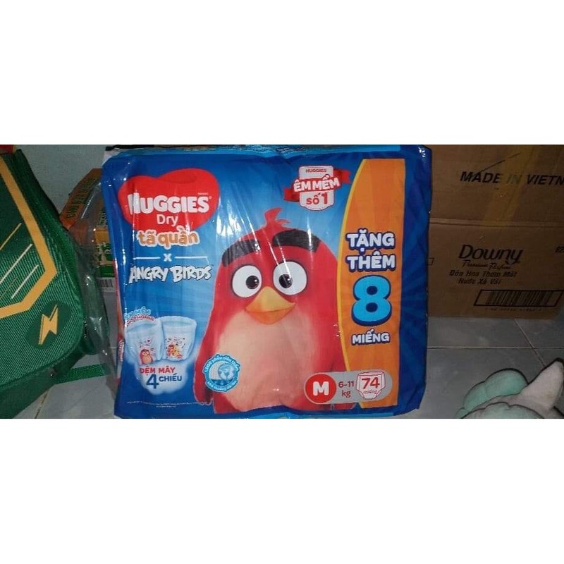 Bỉm quần huggies đệm mây cộng miếng Angry bird XL62+8