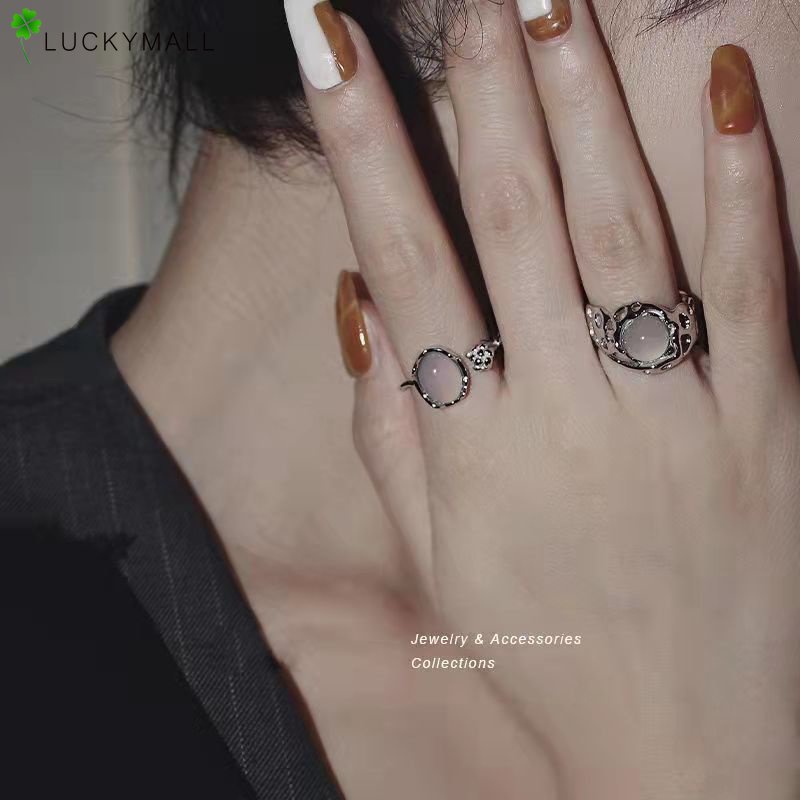Nhẫn Hở Hình Hoa Đính Đá Opal Thời Trang Cho Nữ