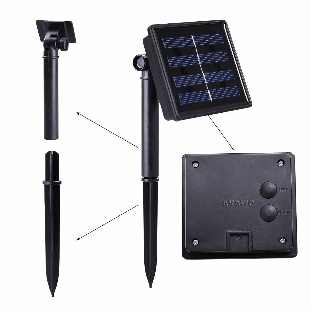 Dây Đèn Led 100 Bóng 10m 8 Chế Độ Dùng Năng Lượng Mặt Trời