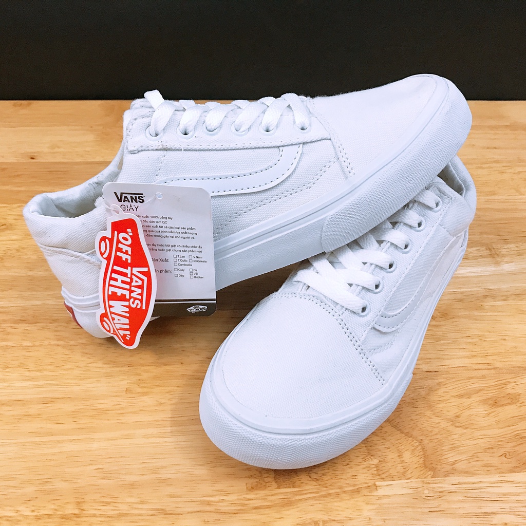 Giày thể thao nam nữ 𝐕𝐚𝐧𝐬 𝐎𝐥𝐝 𝐒𝐤𝐨𝐨𝐥 trắng full, size 36-43.