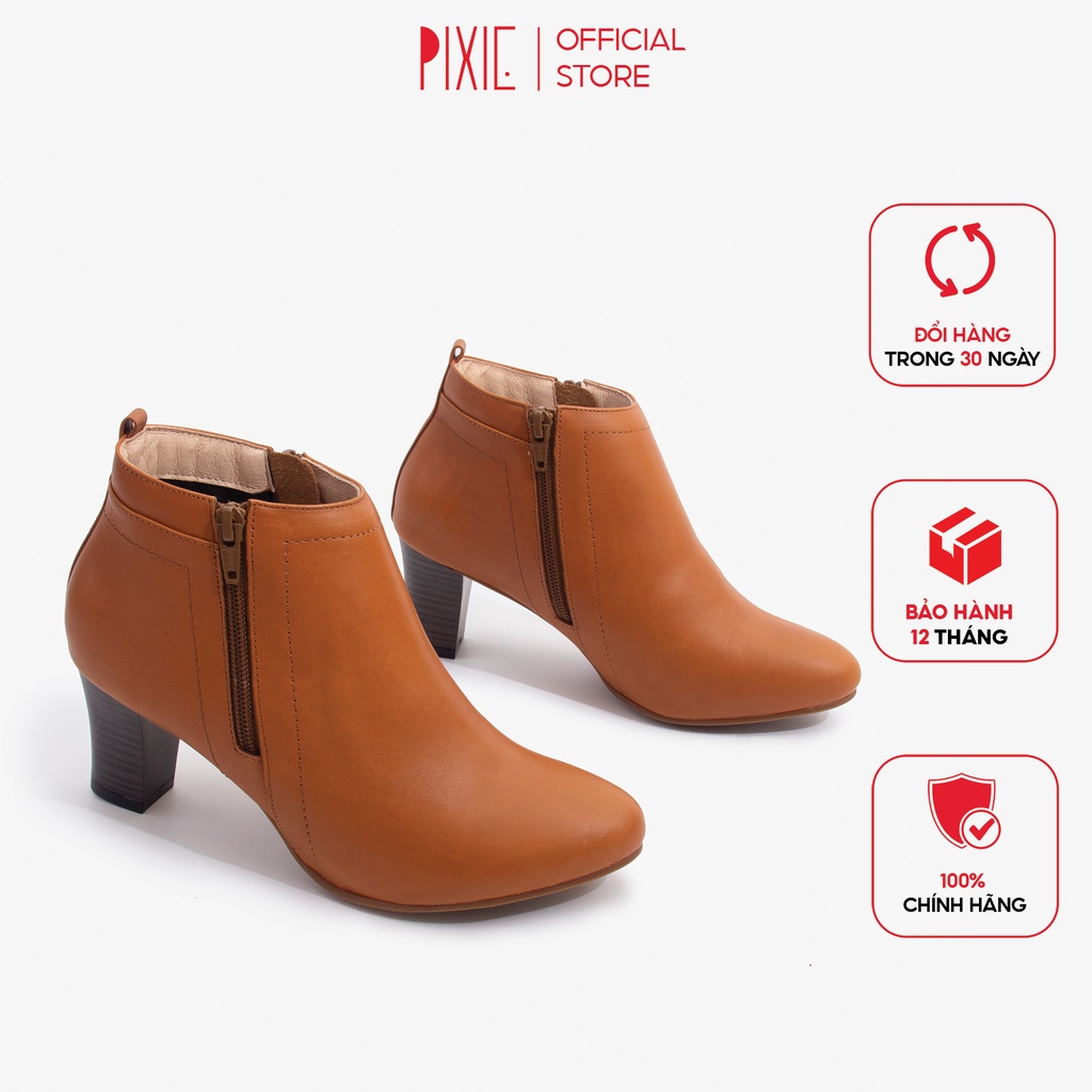 Giày Boot Cao Gót 6cm Gót Trụ Cổ Ngắn Pixie P039