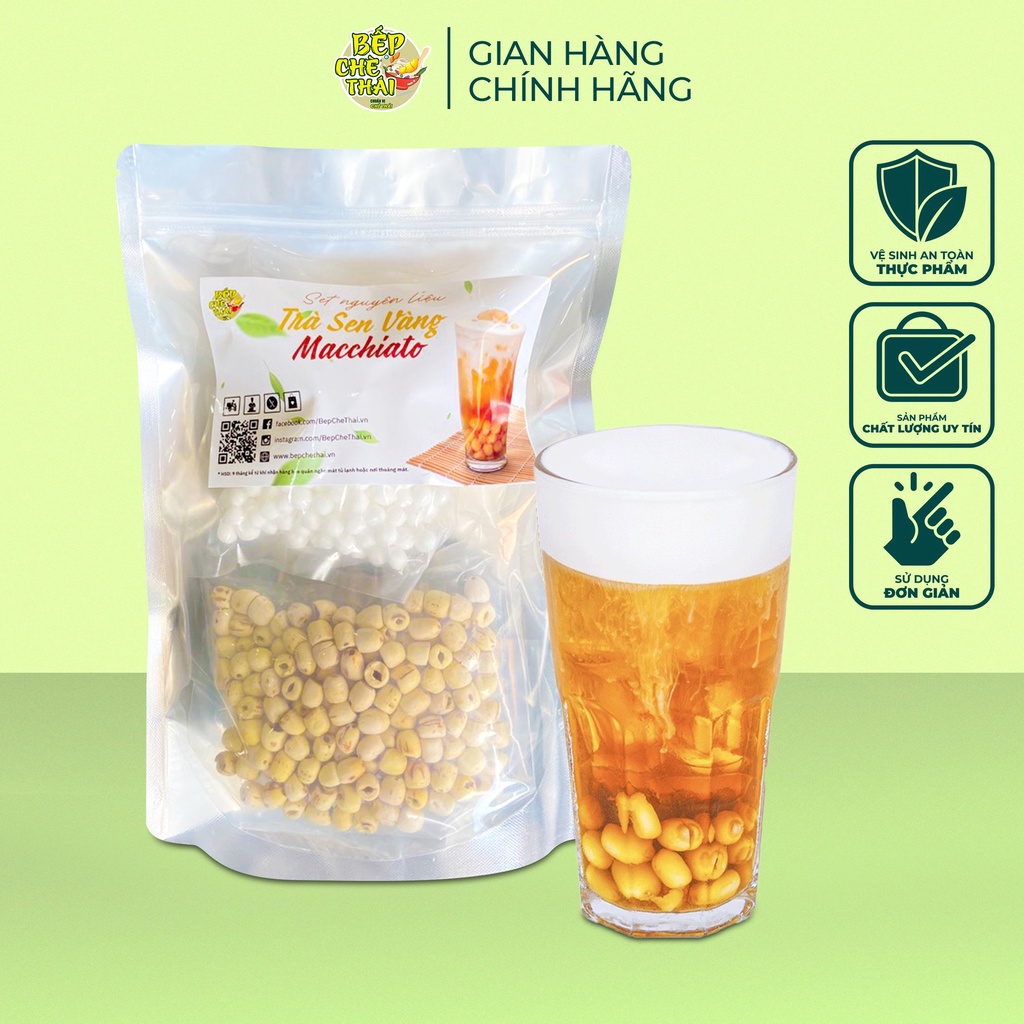 Trà Sen Vàng Macchiato Cao Cấp (20-25 LY) Nấu Tại Nhà - Tặng Kèm Dưỡng Nấu Đơn Giản - Bếp Chè Thái