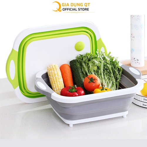 Chậu gấp gọn kiêm thớt và rổ đựng đa năng loại lớn 3in1 Đa Năng Tiện Dụng